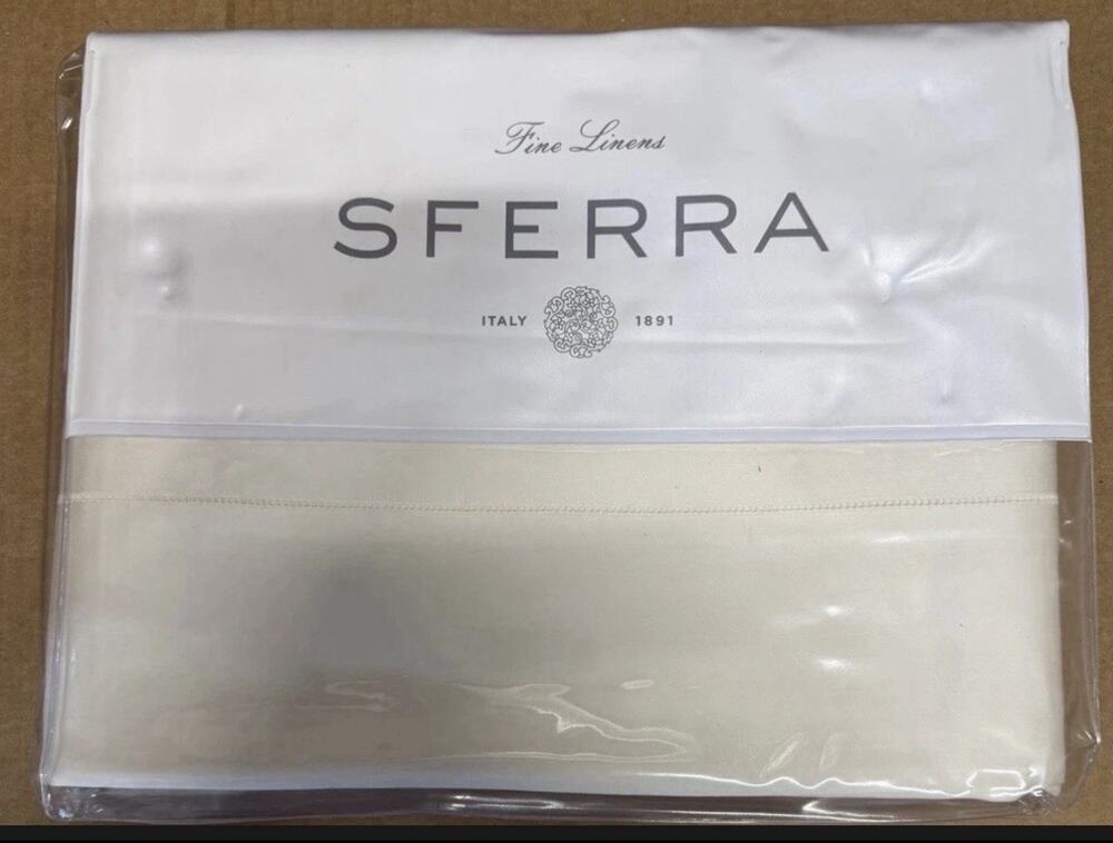 Sferra Giza 45 Sateen King Flat Sheet Ivory